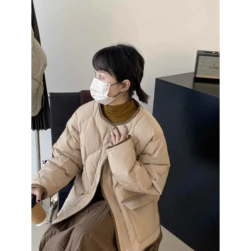 

Кардиган на пуговицах с длинными рукавами и контрастной цветной строчкой, свободная короткая куртка с круглым вырезом, модный повседневный топ