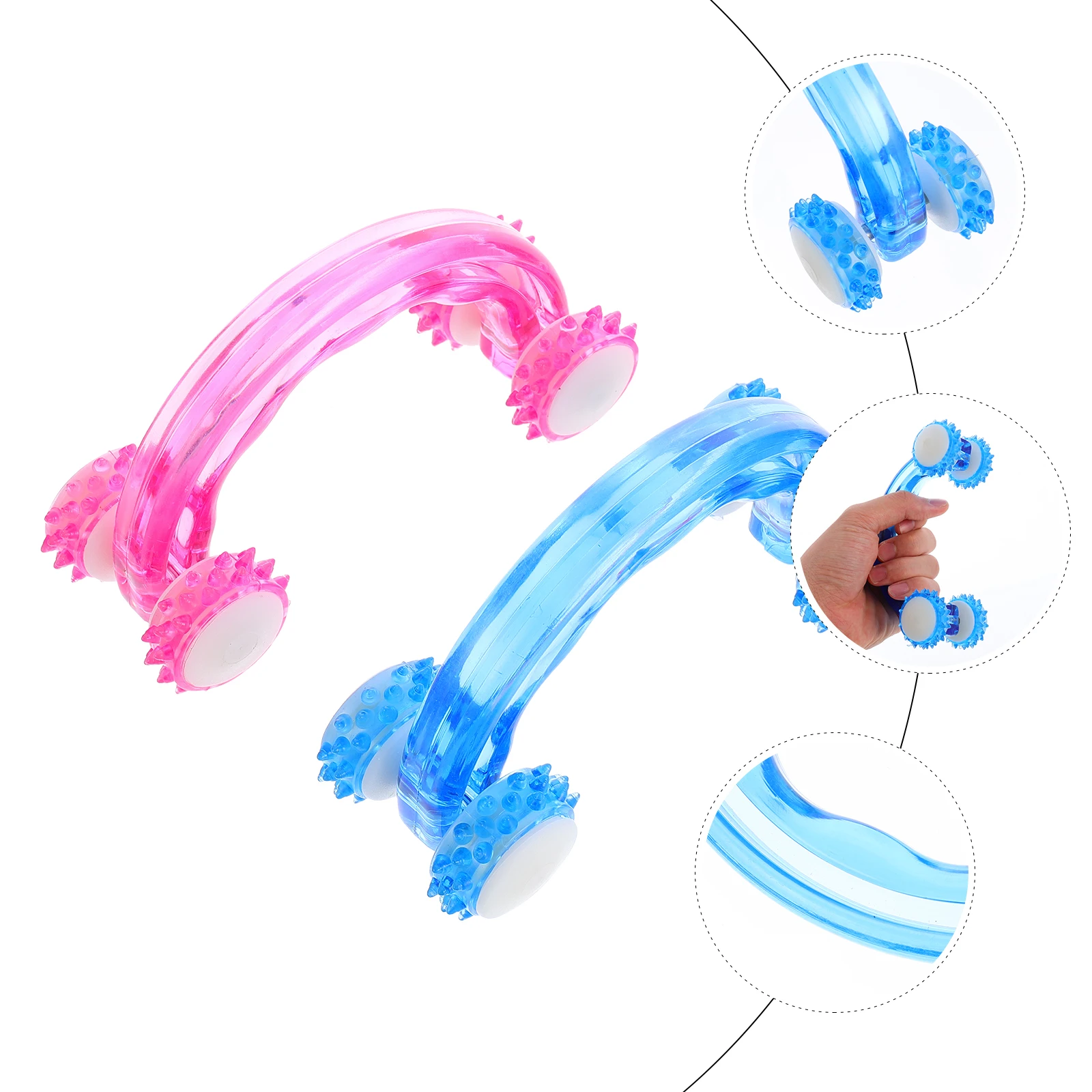 Massaggiatore manuale multifunzionale in plastica tipo rullo lunare da 2 pezzi per il rilassamento muscolare, sollievo dal dolore, assistenza sanitaria