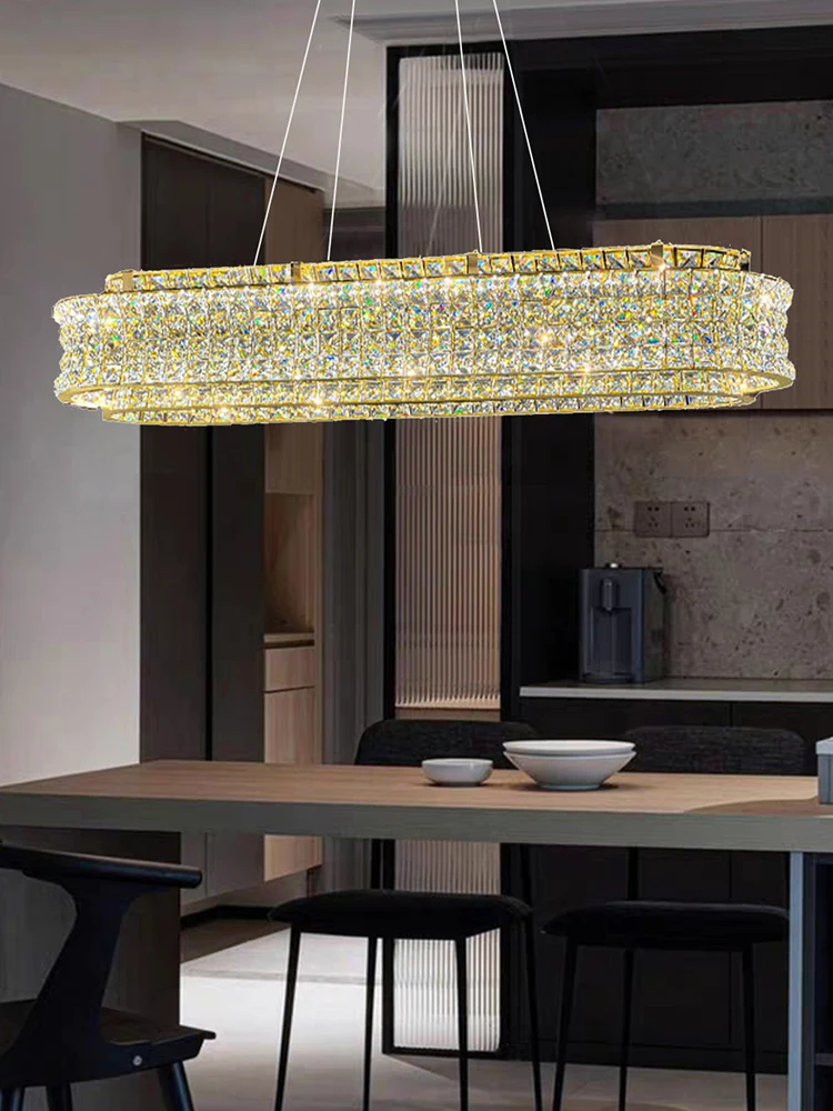 2024 Pendant Lights Luxury Kristal Oval Hanging Lamp for Ceiling Modern Crystal Home Decoration High-end Dining Room Lustres