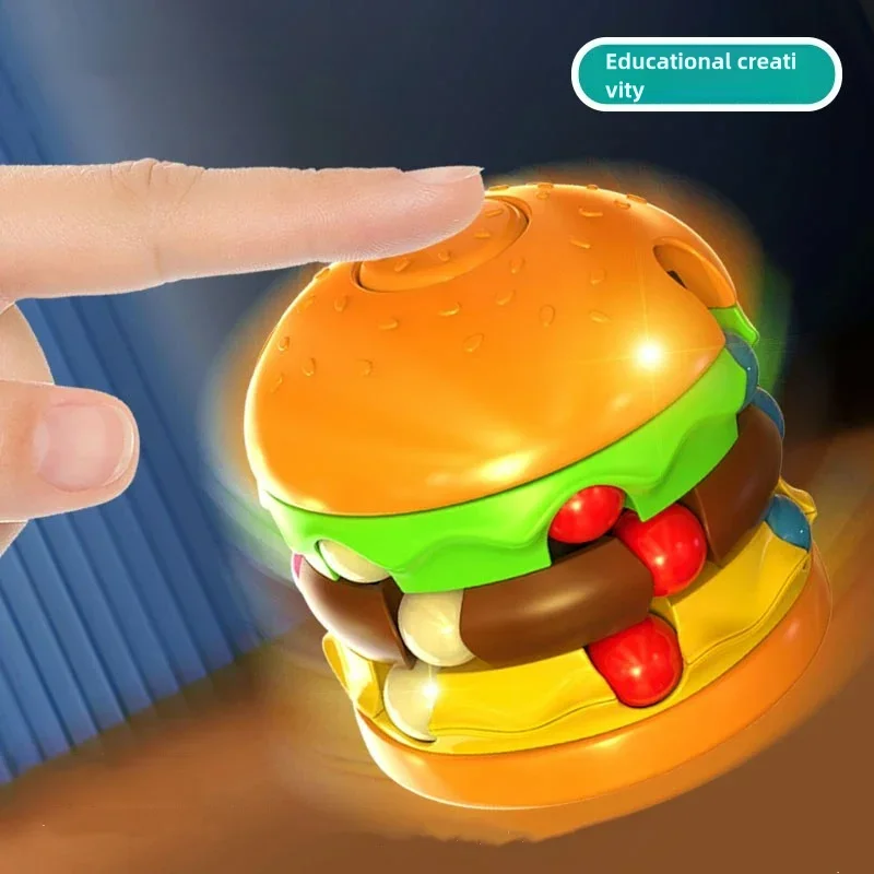 Hamburger Magic Square, frytki Magic Beans, Fidget Spinner łagodzący stres, nowatorska obrotowa kula gyro - zabawka edukacyjna dla dzieci