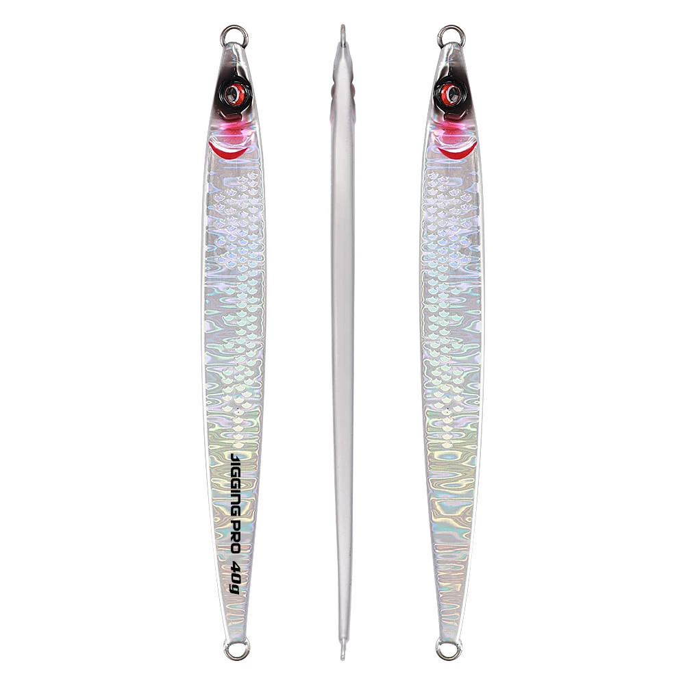 JIGGING PRO Sardine Slider Jigging Köder UV Shore Long Cast Metall Jig 40g 60g 80g 100g Salzwasser angeln Köder Künstliche Köder