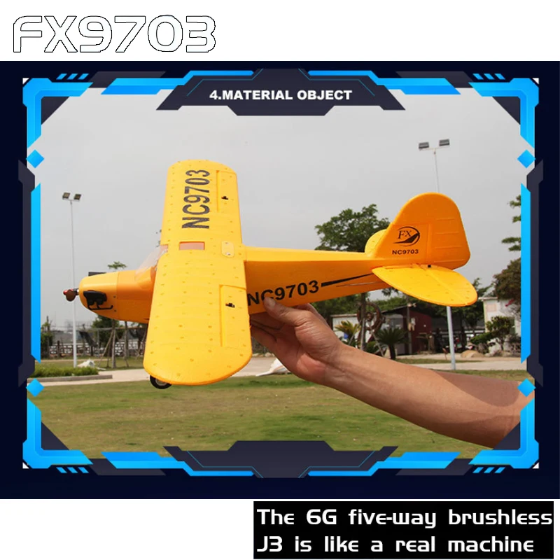 

FX9703 RC Plane J3 Fixed Wing Glider 5CH 680MM Wings Remote Control Airplane Large Fighter With Brushless Motor Plane Toy