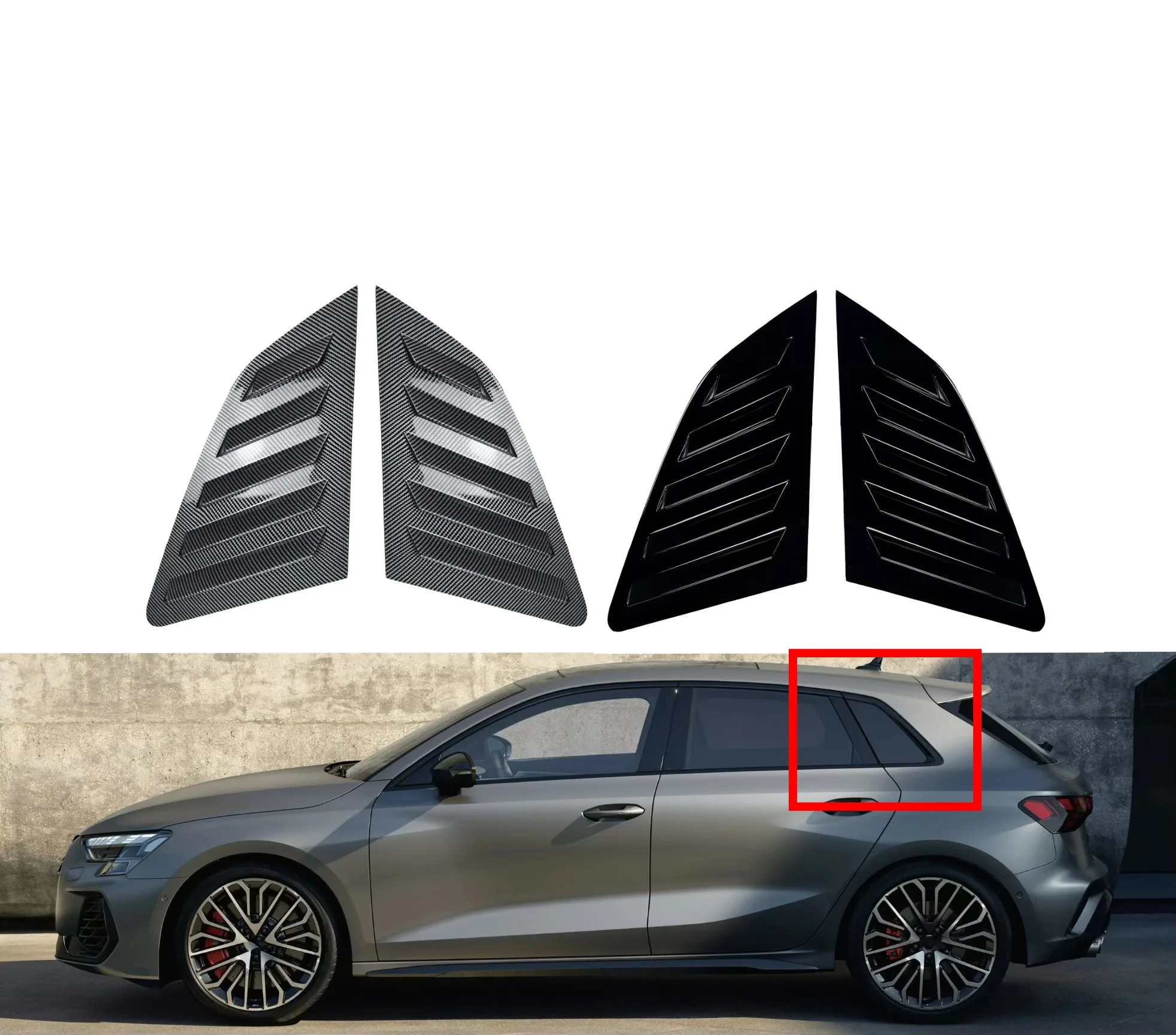 

Fit For Audi A3 8V hatchback 2014-2020 Car Rear Window Blinds Side Louvers Vent Rear Window Louvers Car Styling