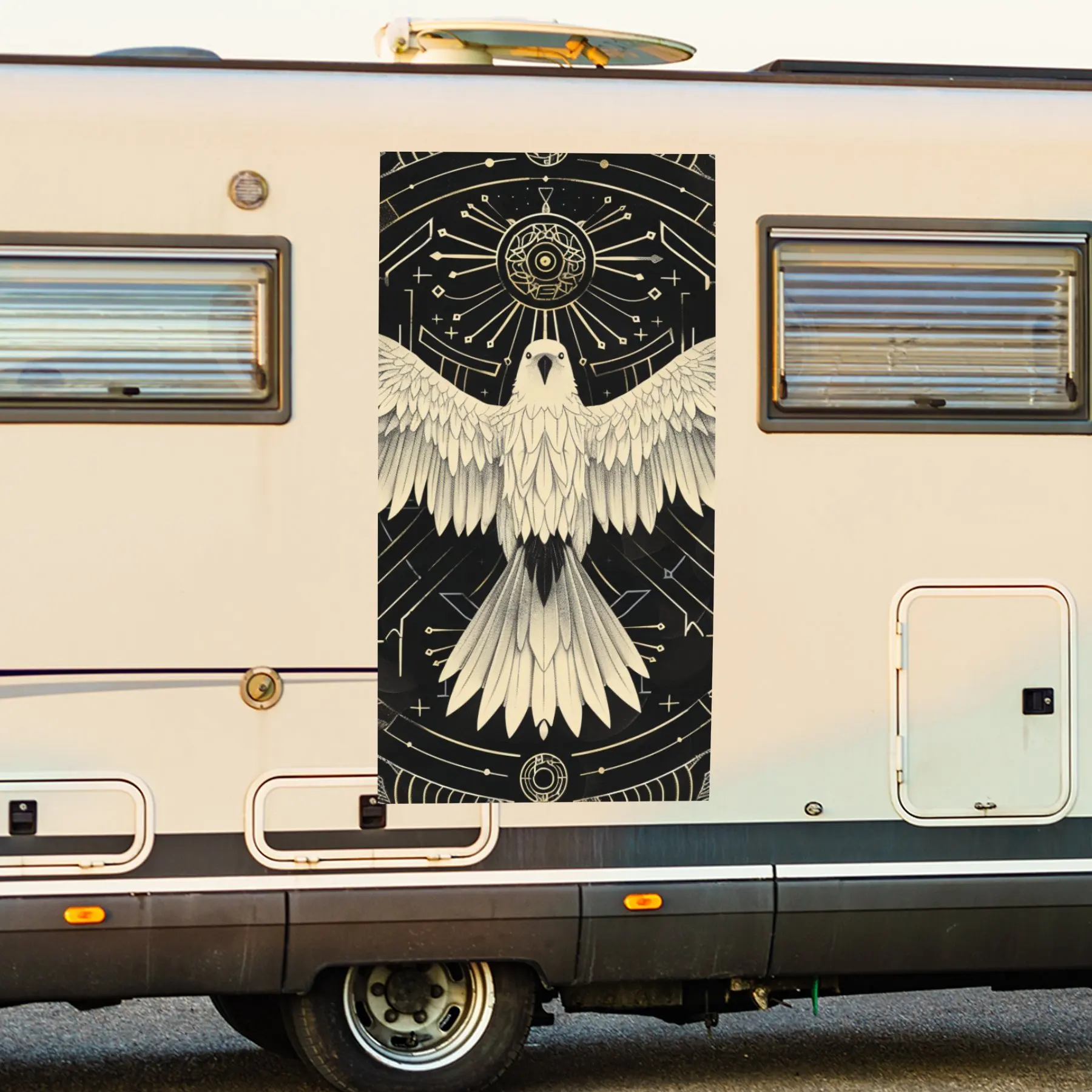 

Viking Raven & Mystic Symbols Art Car Sticker,Vinyl decal on the side of the motor home, waterproof self-adhesive vinyl sticker