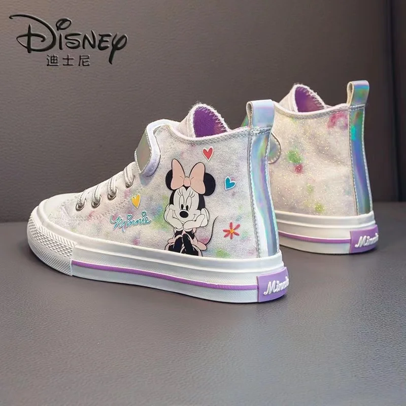 Minnie Mouse spring autumn high-top canvas girls shoes princess new cartoon baby canvas shoes children\'s student casual shoes