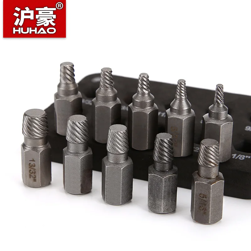 HUHAO Damaged Screw Extractor Drill Bit Extractor Drill Set Broken Bolt Removal Kit for Rusty Screw Nuts Nail Bolts Mini Repair