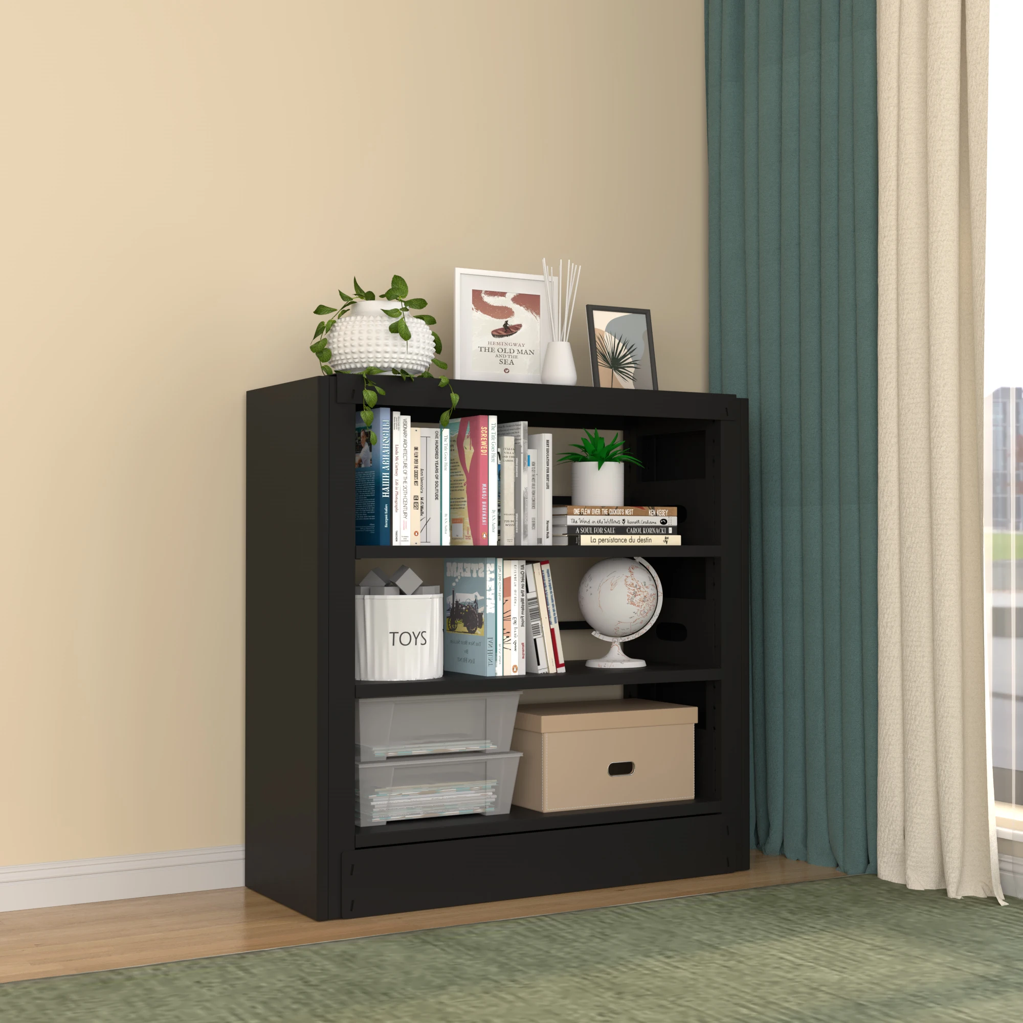 

Modern Single-Side Steel Book Rack Durable Metal Bookshelf for School Office Library Furniture for Supermarkets Hospitals Gyms