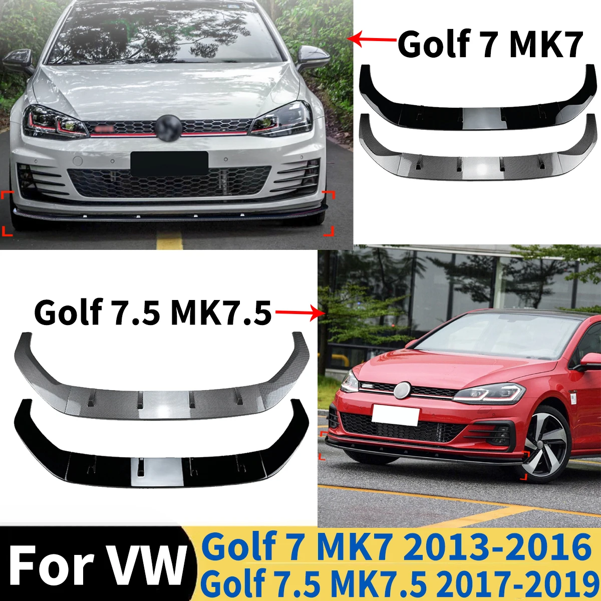 

Front Bumper Spoiler Splitter Lip Diffuser For VW Golf 7 7.5 MK7 2013-2016 MK7.5 2017-2019 GTI R Rline Style Auto Accessories