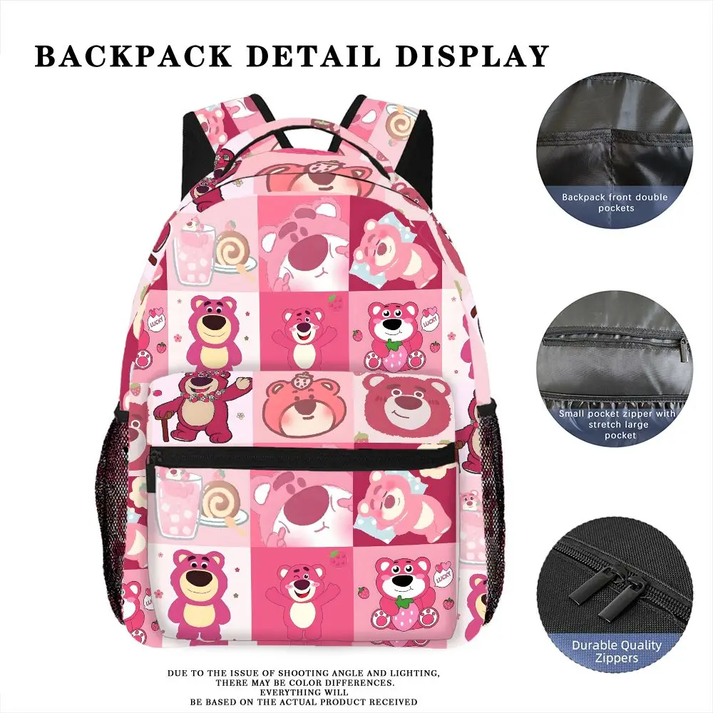 ディズニー ストロベリーベア バックパック、カジュアルバッグ、大容量、高品質ギフト、パーソナライズされた日常使用