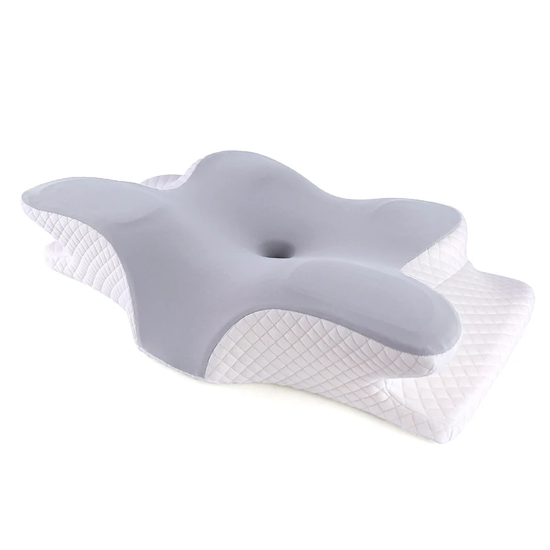 1 PCS Cervica Memory Foam Pillow Sleeping Cooling Pillow Orthopedic Contour Pillow White & Gray For Shoulder Pain