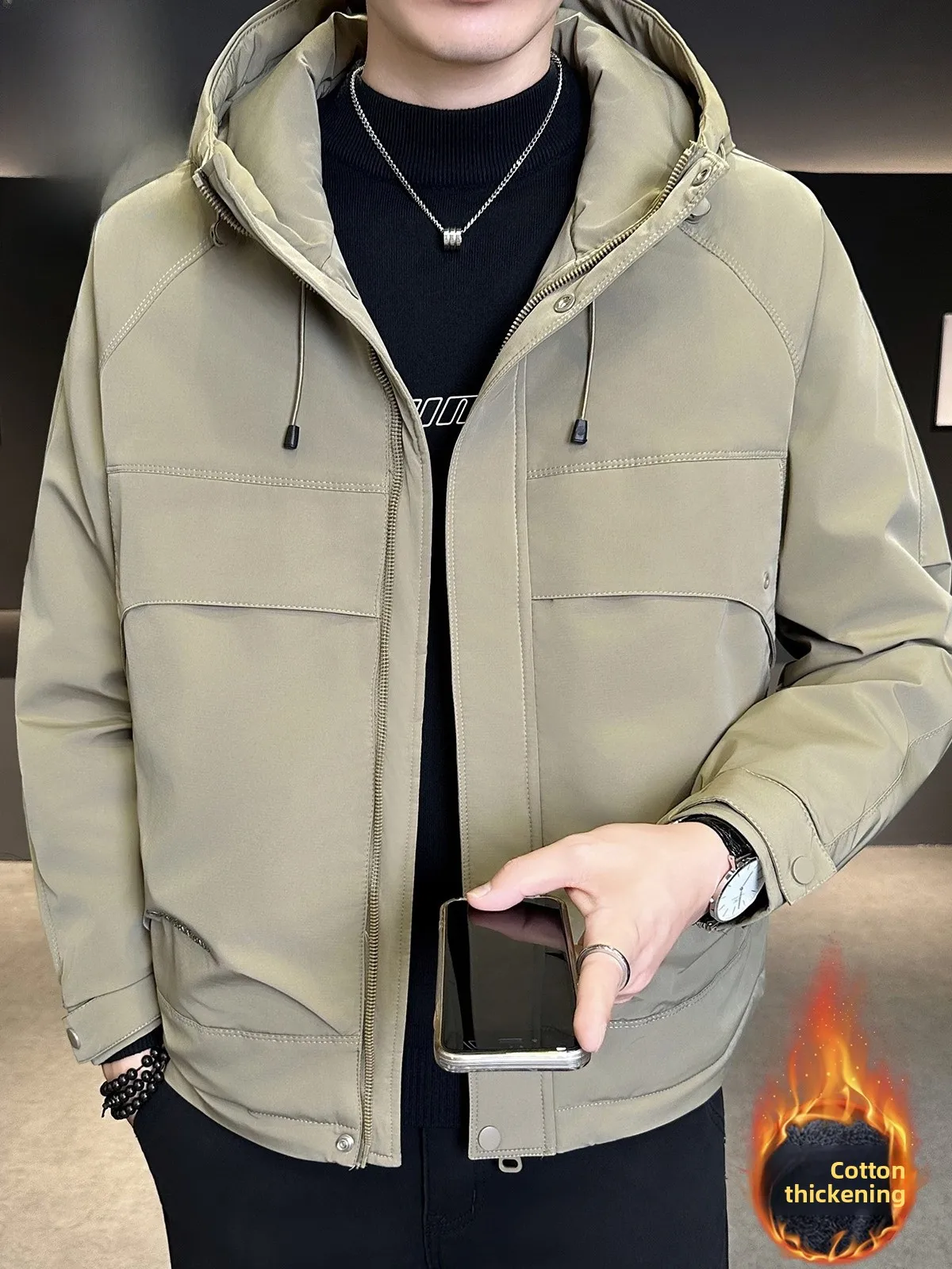 

Зимняя хлопковая куртка мужская 2025 года, новая, теплая, повседневная, с капюшоном, верхняя одежда для молодежи, для отдыха