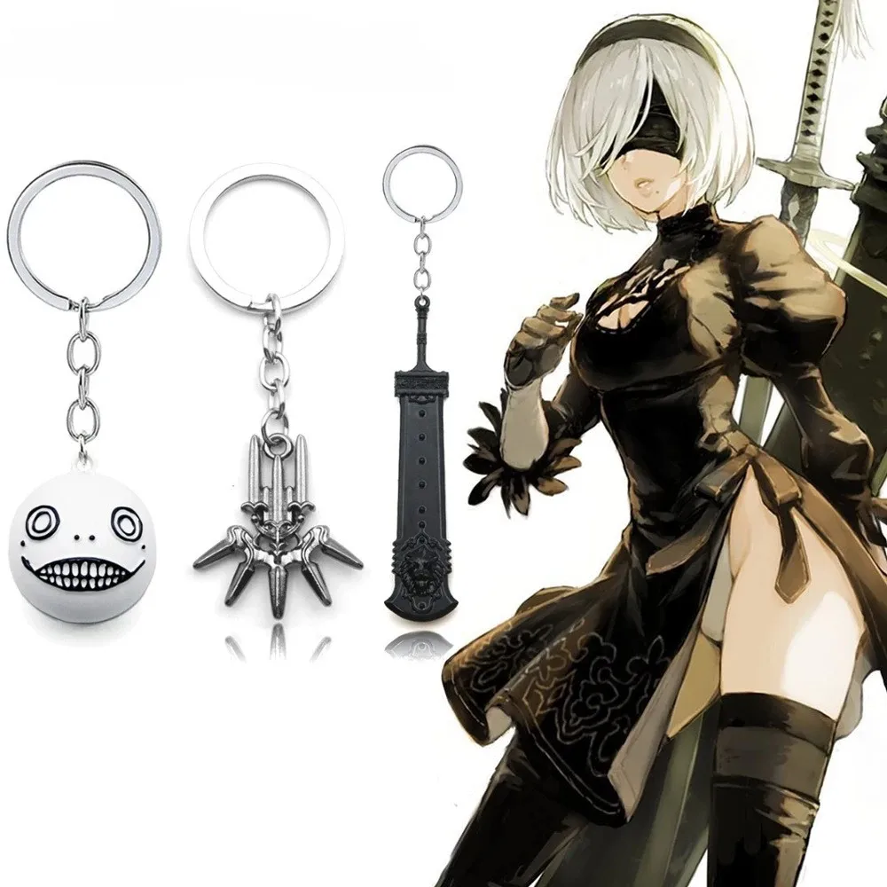 Hot Game NieR Automata YoRHa Keychains No. 2 Type B Beastlord Sword Oddity Emil Metal Pendant Key Chain Cosplay Gift Jewelry