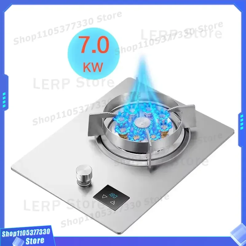 7000W Single Burner Gas Stove Stainless Steel Kitchen Cooktop with Flameout Protection for Home Cooking Appliance High Power