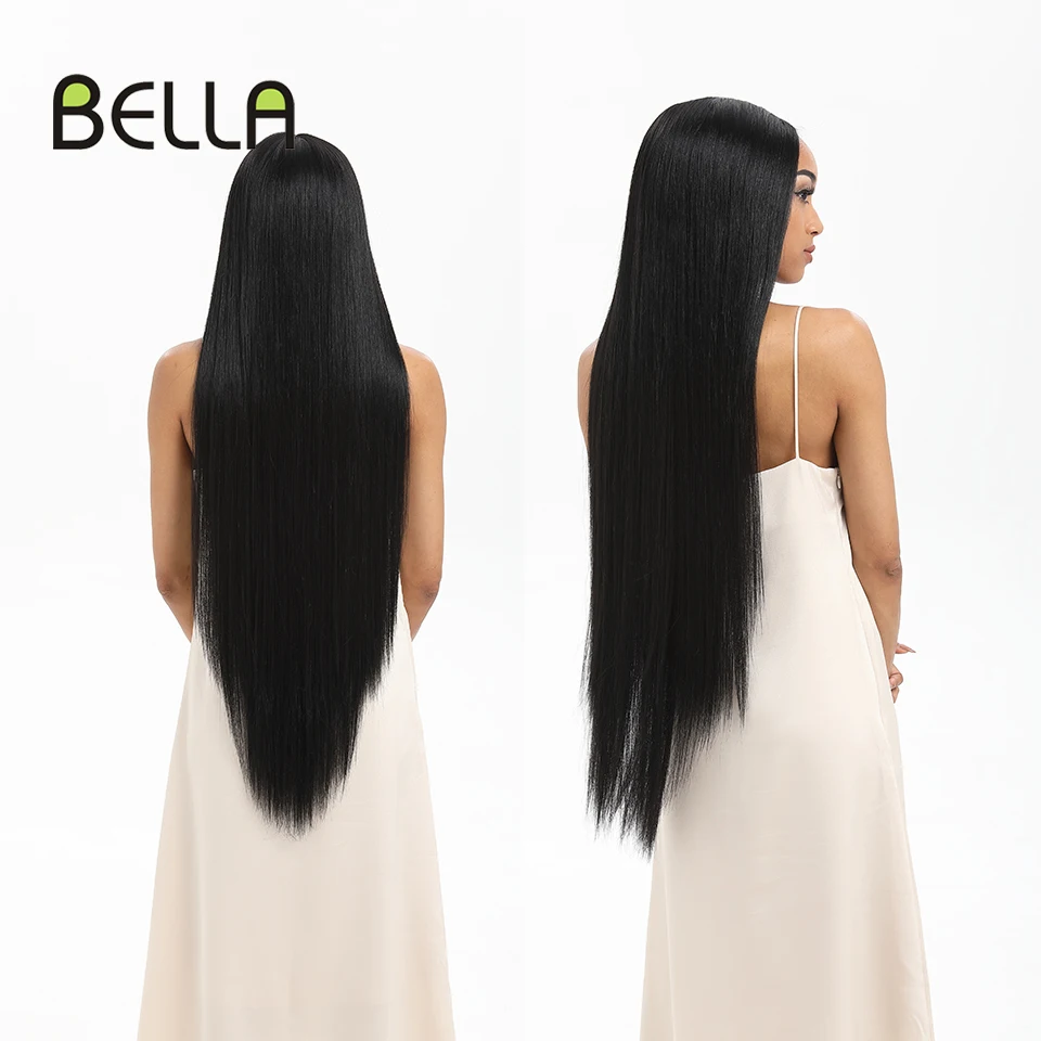 Bella Synthetic Straight Lace Wigs 38Inch Super Long Straight Hair Lace Front Wig Lolita Pink Blonde Cospaly Wigs For Woman