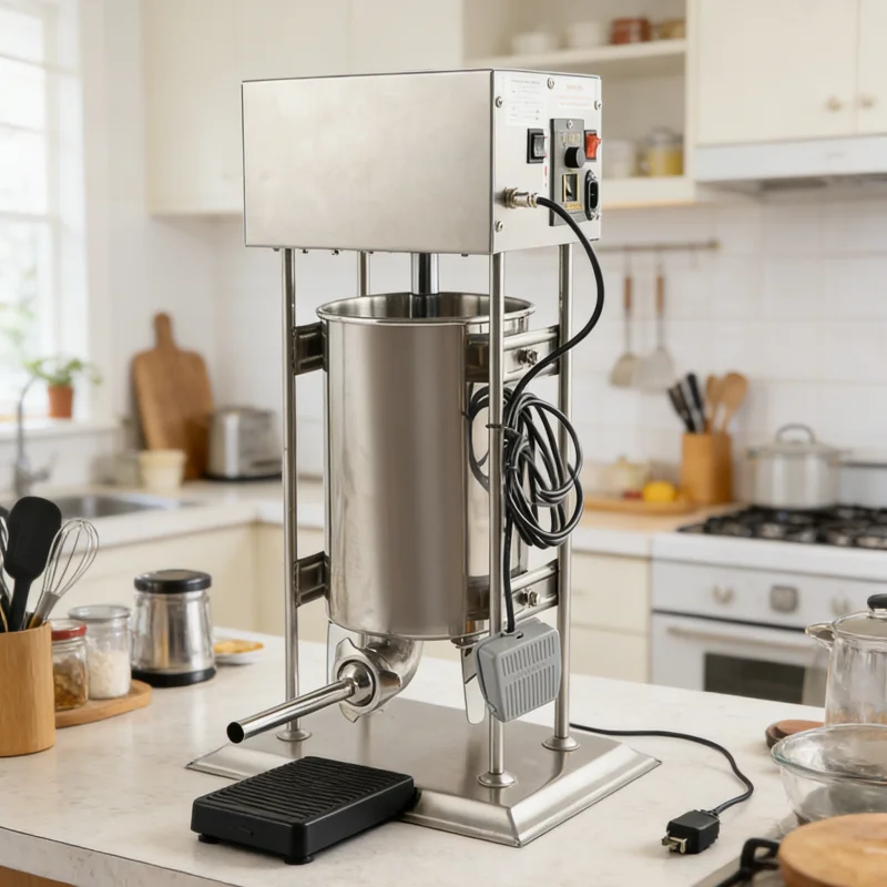 25L Commercial Electric Sausage Stuffer Stainless Steel Industrial Meat Filling Machine with 4 Tubes for Food Factory