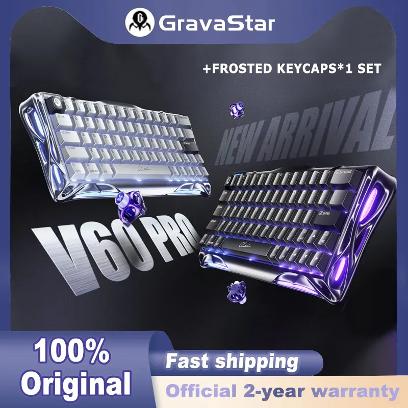GravaStar Mercury V60 Pro Wired Gaming Keyboard Magnetic Switch UFO Switch 8K Polling Rate Full Key Hot Swappable Aluminum Alloy