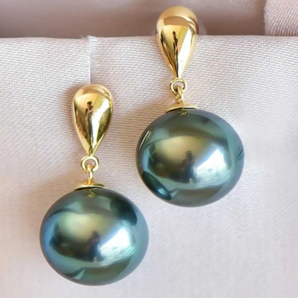 16MM Peacock Blue Shell Pearl Earrings 18K Fashion Christmas Classic Women Holiday gifts Wedding  Accessories New Year