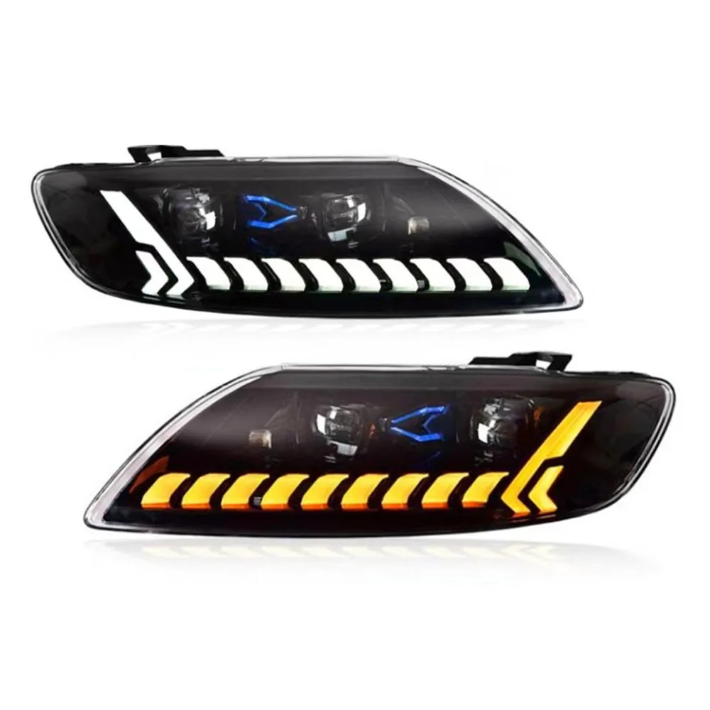 1 paar Auto Verlichting Voor Audi Q7 Front Lights LED Koplampen 2006-2015 Hoofd Lamp DRL Signaal Projector lens Auto Accessoires