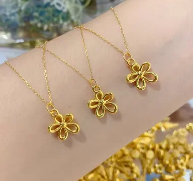 

hot sale fine gold gesang flower pendants for women 24k pure gold flower pendant gold charms