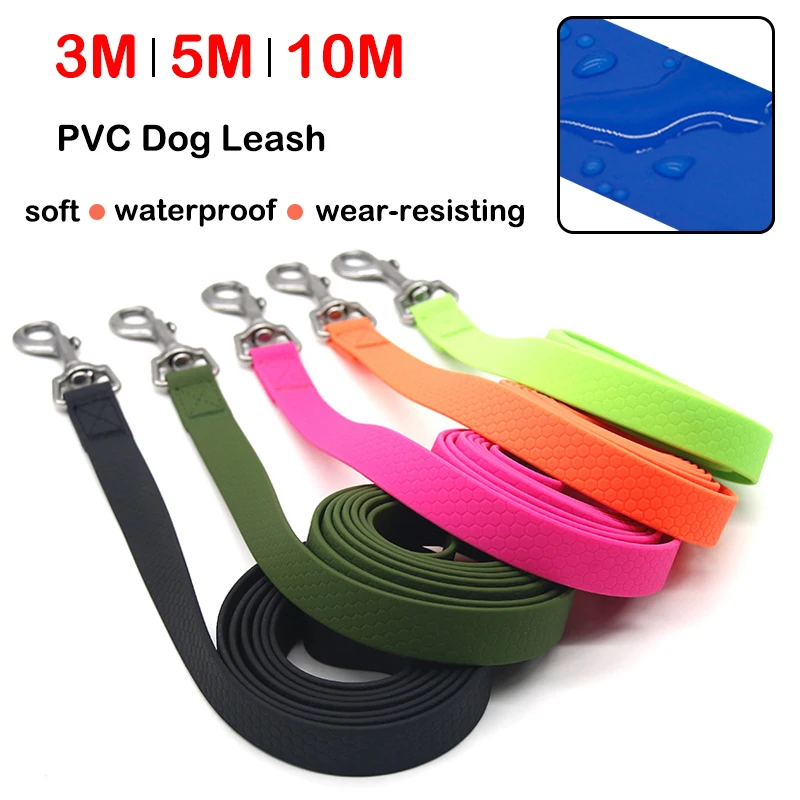 Long PVC Dog Leash 3m 5m 10m Waterproof Large Pet Training Durable 3 5 10 M Meter Lead Rope Line Small Big Cat Outdoor Supplies