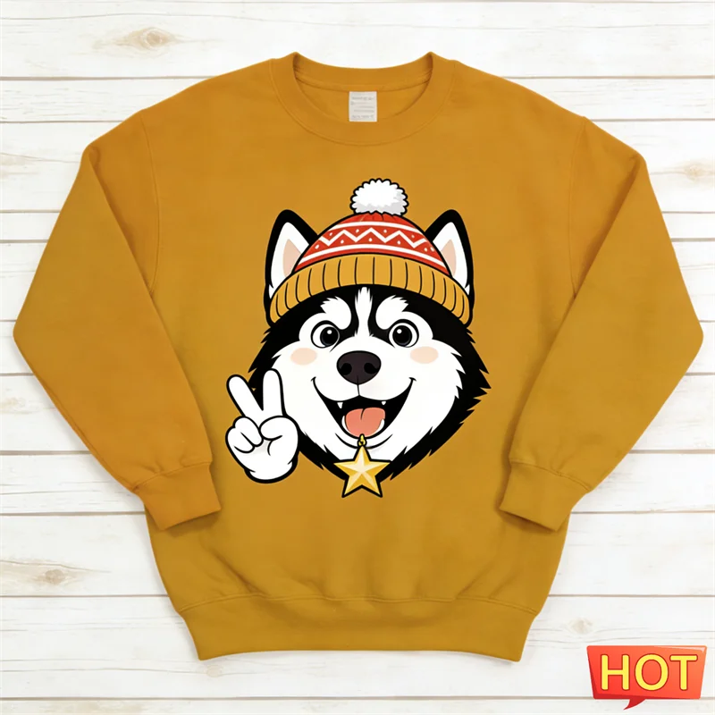 مضحك أجش الرسم القبيح عيد الميلاد سترة أزياء لطيف الكلب 3D مطبوعة عيد الميلاد البلوز فضفاض عطلة ارتداء س الرقبة للجنسين البلوز #4