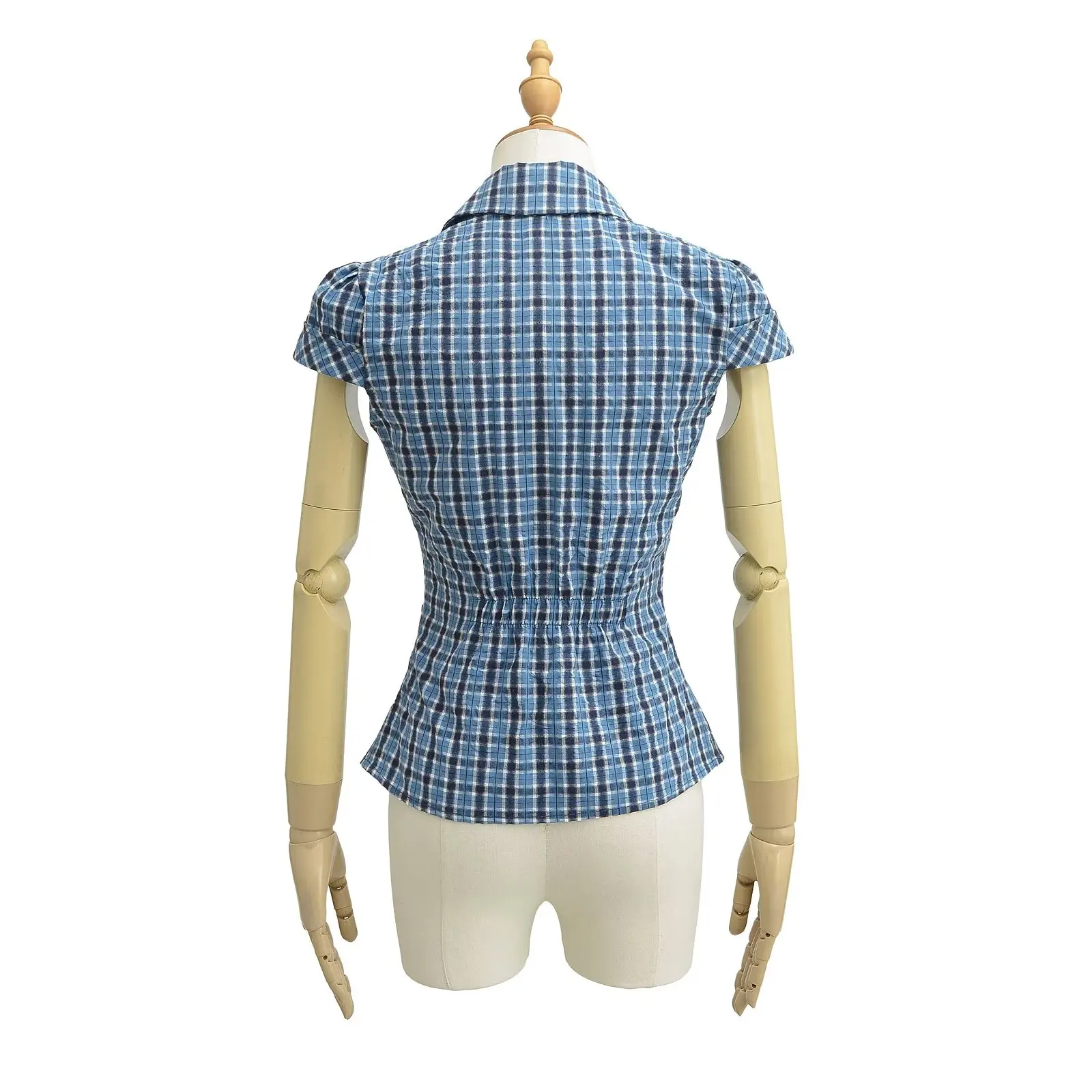 韓国風ウエストカットスリムフィット半袖シャツ レディース 夏新作 ポケット付きシャツ ピュアデザイアトップ 通勤スタイル 綿混紡