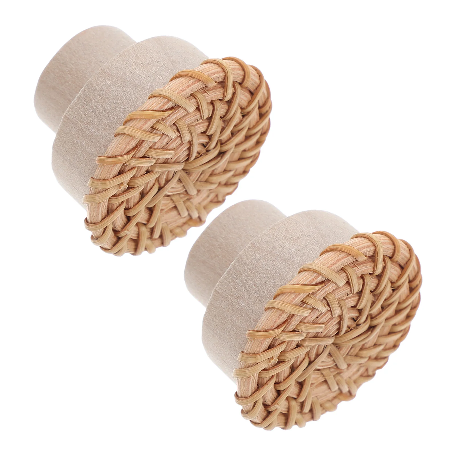 

2Pcs Rattan Knobs Mushroom Head Wooden Drawer Pulls Cabinet Handles Dresser Furniture Hardware Rattan Knobs Dresser Handles