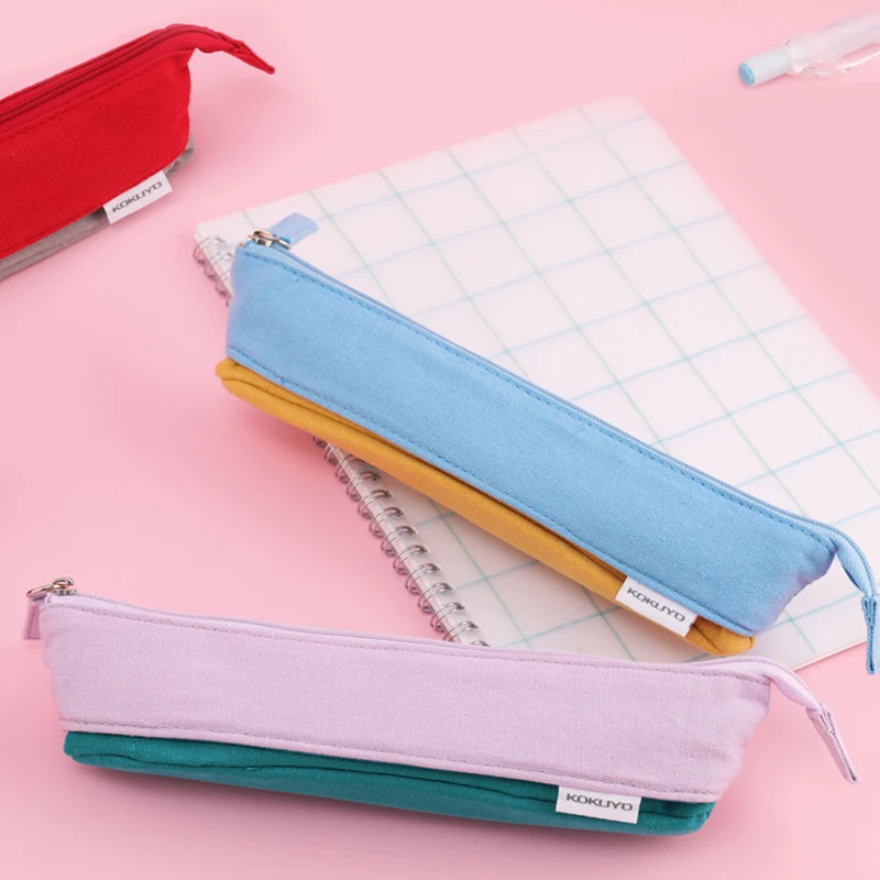 Japan Kokuyo Stationery Pencil Bag Art Supplies Cute Kawaii Flip Folding Pencil Case Students Office Accessories School