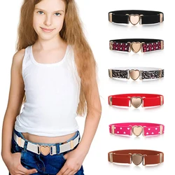 Adjustable Kids Elastic Belts Heart Belt Girl Dresses Stretch Waist Belt Multicolor Uniform Belt Clothing Decoration Accessorie