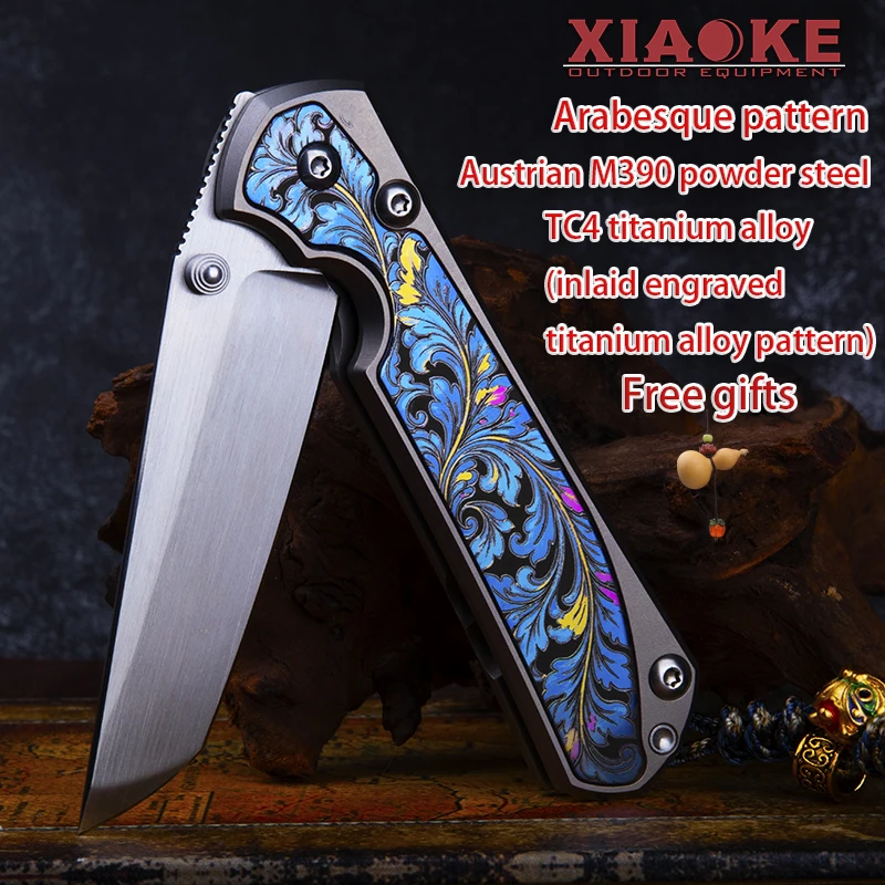 Premium M390 Steel Folding Knife TC4 Titanium Engraved Handle Outdoor EDC Portable Gift Collectible Pocket Tool - view 2