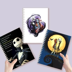 Cuaderno escalofriante con citas de pesadilla antes de Navidad, libro de notas en espiral, tema de Halloween, Jack Skelington Sally, cubierta de póster, Cosplay