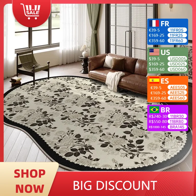 Carpet for Living Room Artistic Floral Soft Plush Bedroom Bedside Rug Special-shaped Fluffy Coffee Table Floor Mat Alfombra 양탄자