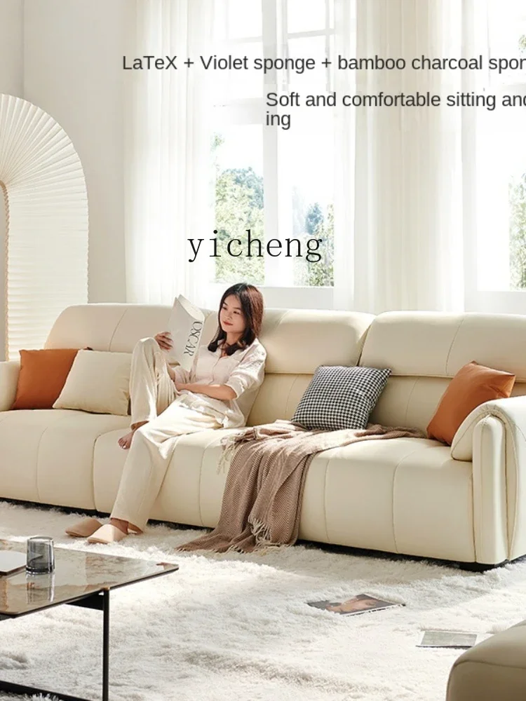 1 Light Luxury Leather Sofa Simple Living Room Elephant Ears Cream Style Leather Sofa