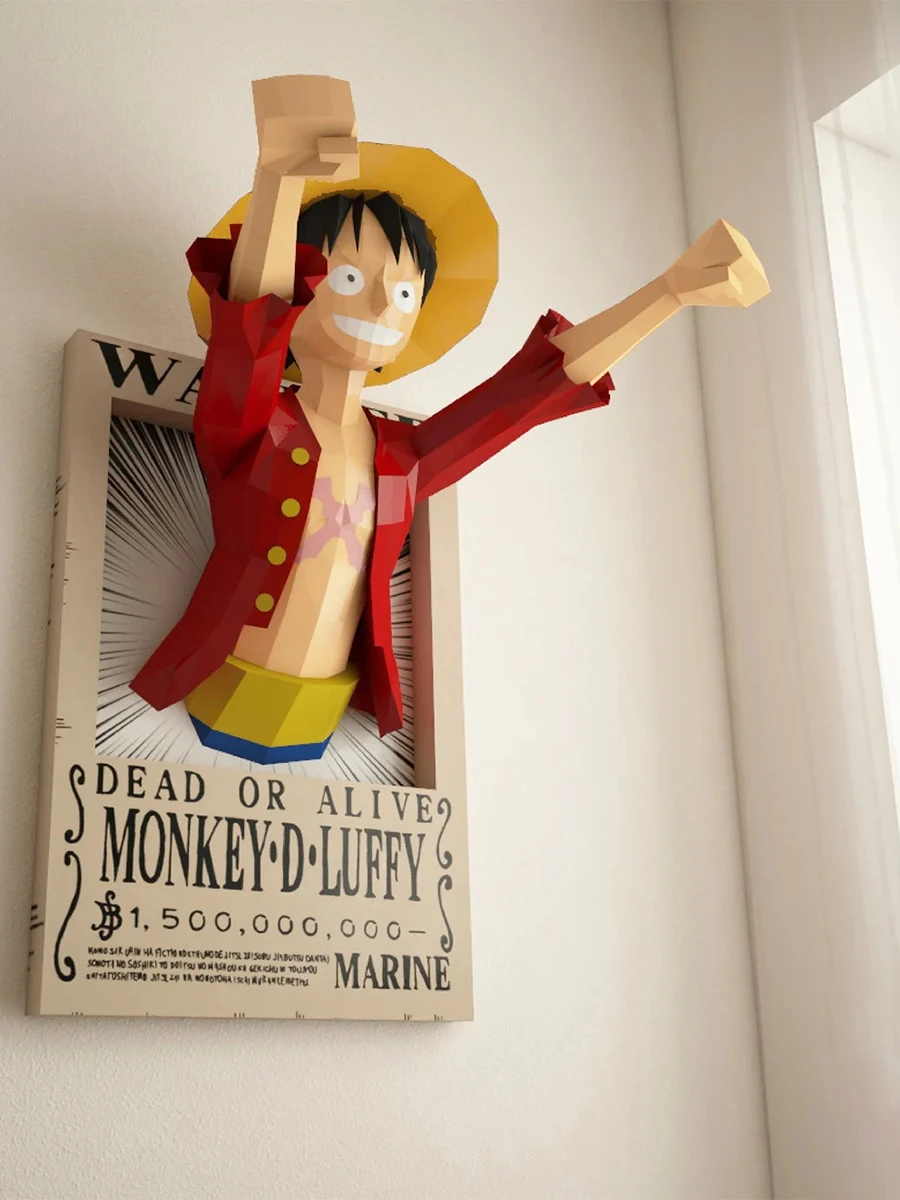 3D Paper Papercraft One piece Monkey D Luffy Living Room Wall Hanging Dining room Boys Bedroom Decor Decoration DIY Toys