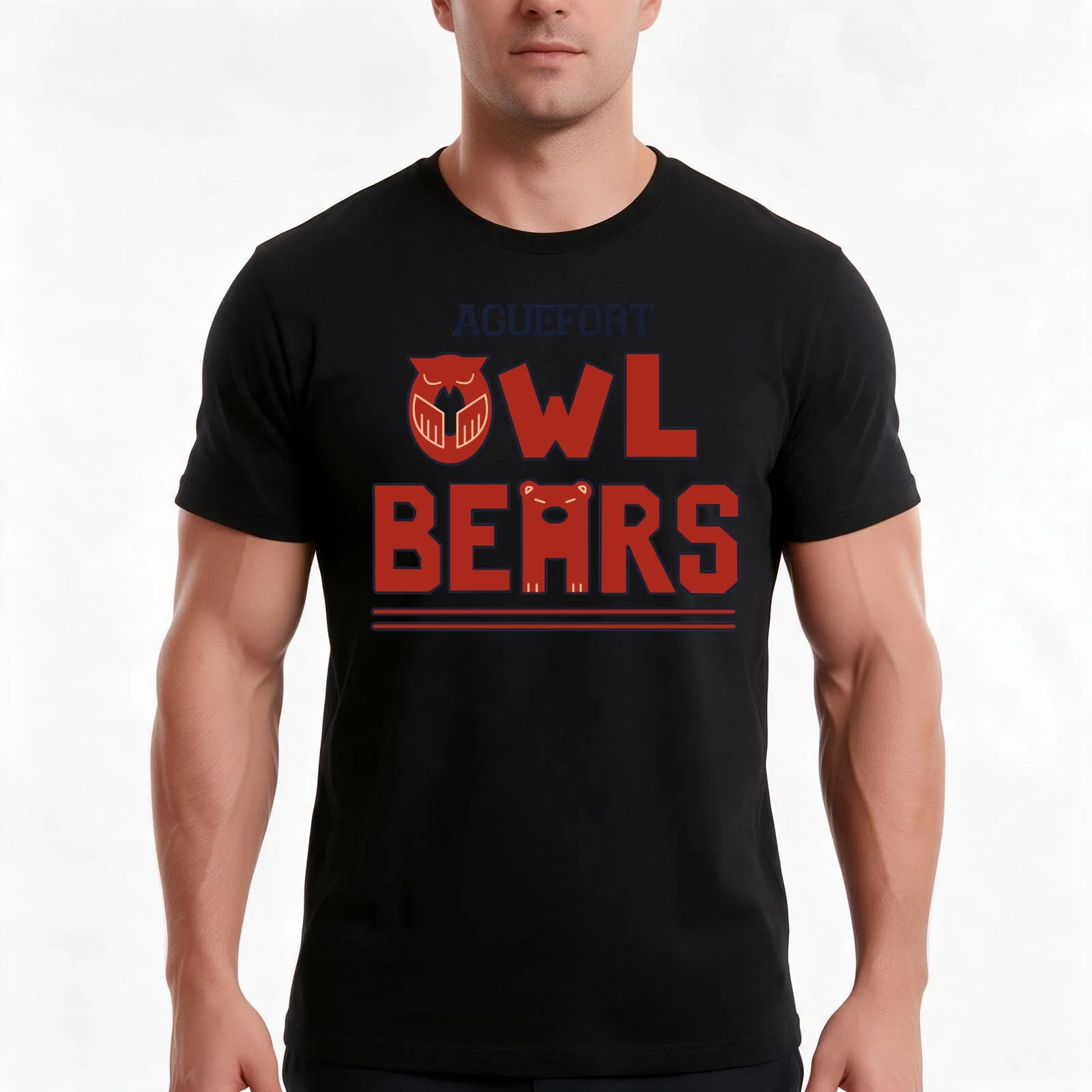 Aguefort Owlbears ALT version T-Shirt, Summer Casual Cotton Tee, Oversized Streetwear Tops, Vintage Graphic Print, 100% Cotton