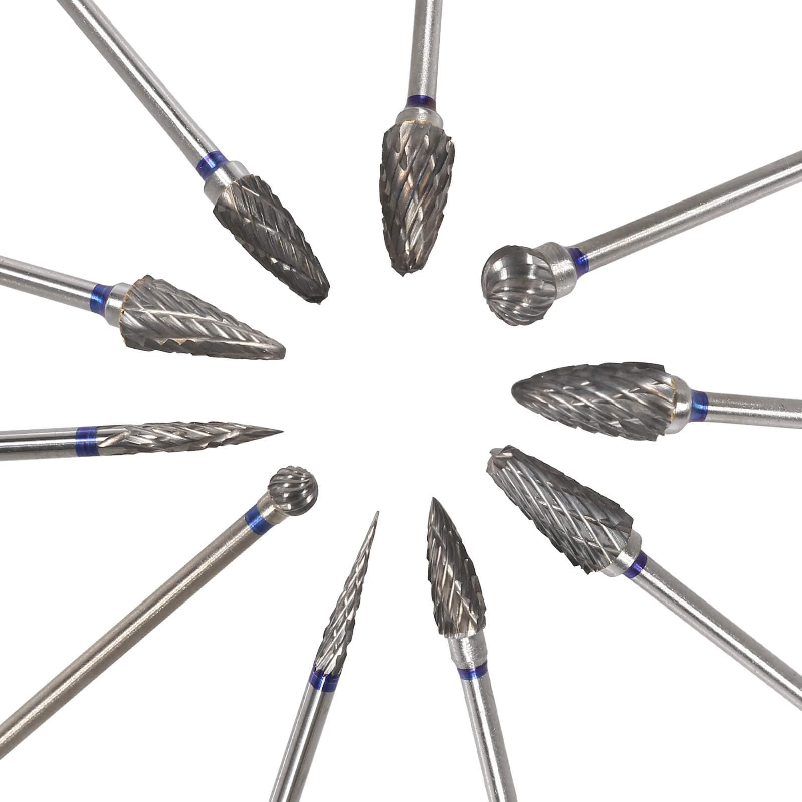 10 Types Dental Lab Polishing Bur Drills Tungsten Steel Carbide Burs 2.35MM For Low-Speed Handpiece Straight