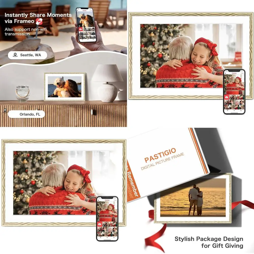 

10.1 HD Touchscreen Digital Photo Frame, 32GB, WiFi, Wall-Mountable, Share Photos Instantly, Perfect for Anniversary & Birthday