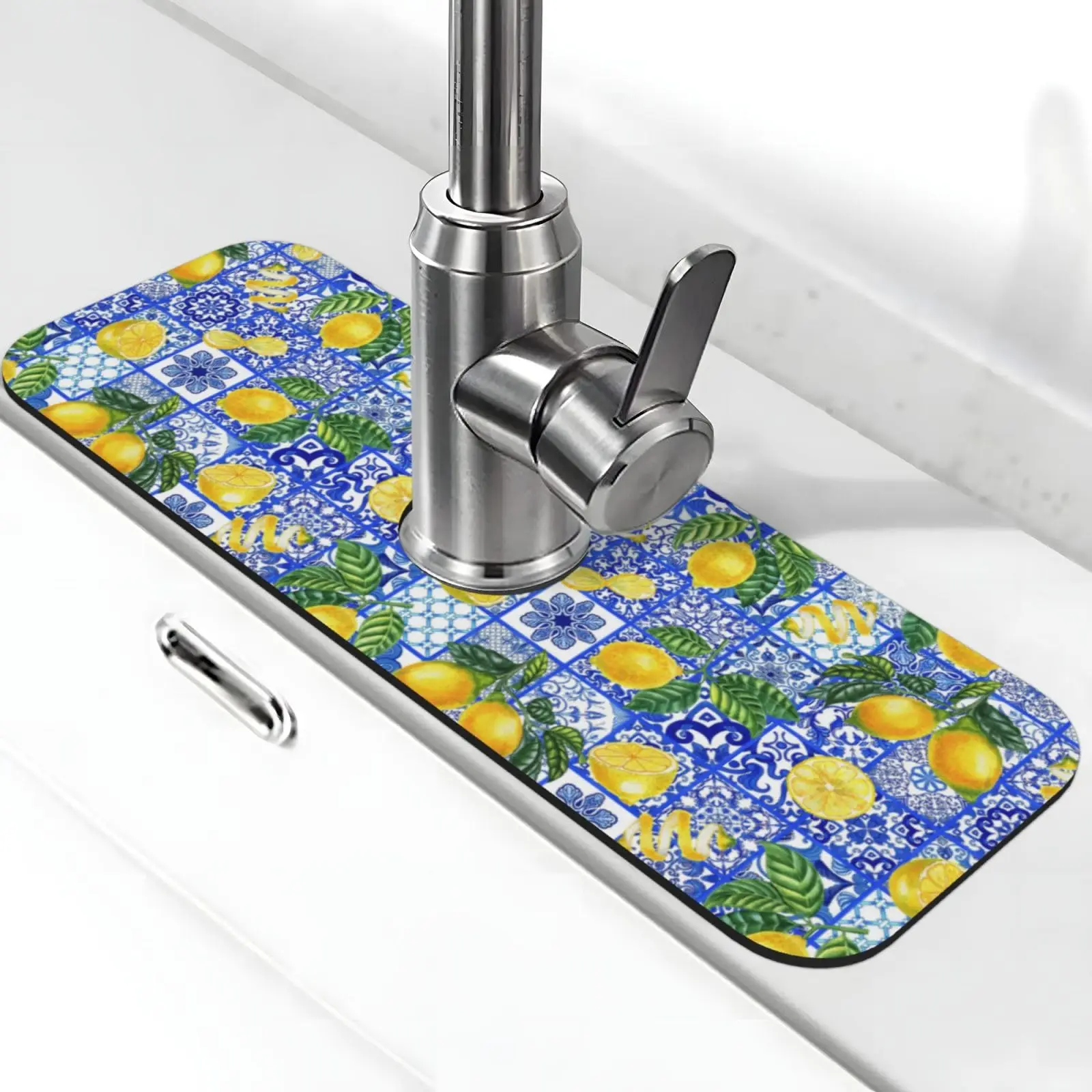 VIKAMA Vintage Hippie Bohemian Mandala Kitchen Sink Splash Guard Faucet Faucet Guard Draining Mat Kitchen Bathroom Home Decor