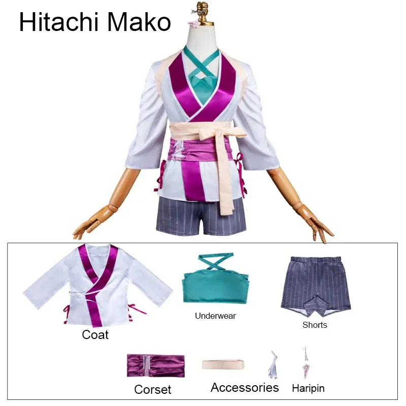 

GalGame Hitachi Cosplay Costume Senren Banka Kunoichi Mako's Kimono Set Halloween Cosplayer Comic-con Japanese Clothi gf;.9
