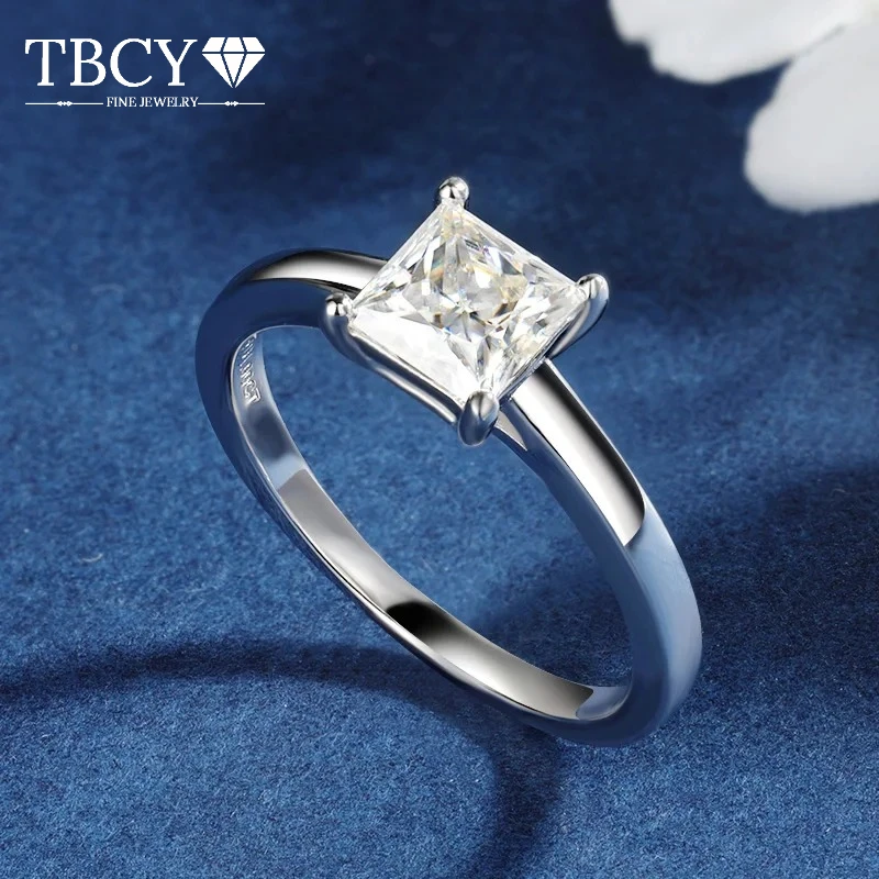 TBCYD 1-3CT Princess Cut Moissanite Ring 925 Sterling Silver White 18K Gold Plated Luxury Wedding Gift Fine Jewelry for Women