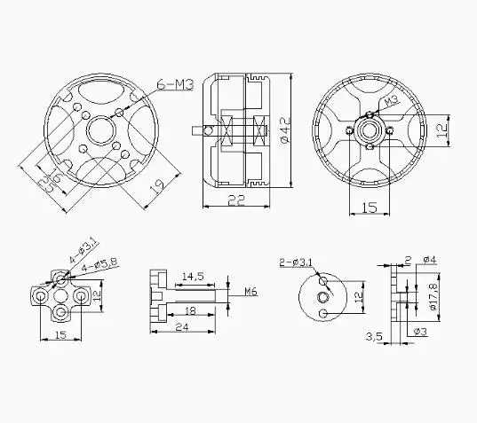 MIAT X3506 3506 680/880KV W4220 3S/4S 250W Brushless Motor 1.5-3kg Thrust for RC multicopeter