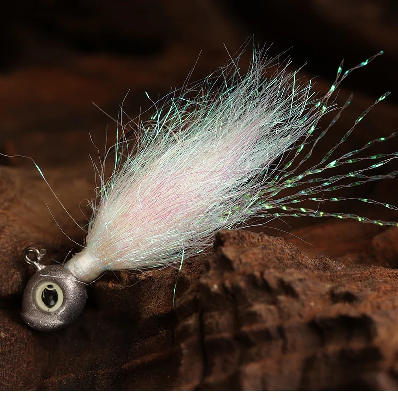 Angelköder Jigkopf-Haken Eis-Seiden-Garnelen Fischform Reflektierend Bunt Glitzernd Attraktiv Bass-Köder Set 10 Stück SALE – Detail 4