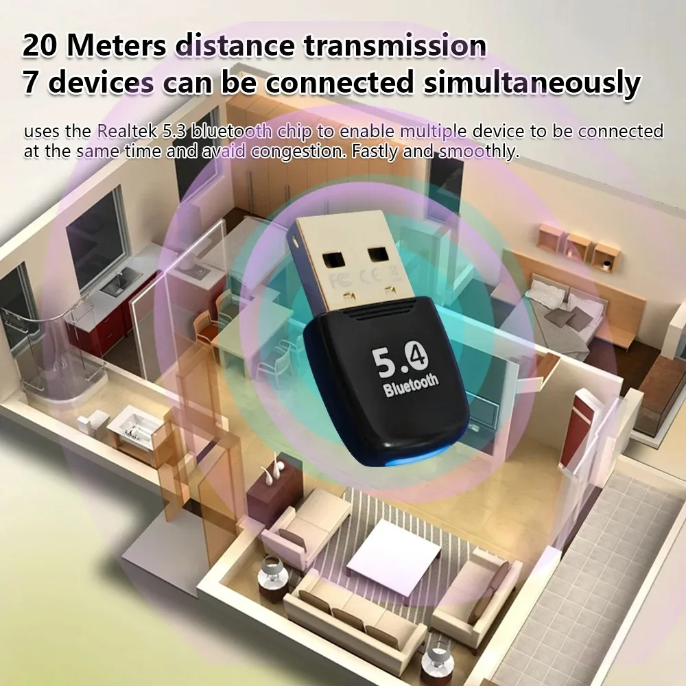 Bluetooth 5.4 USB-adapter Groot Bereik – 150 Meter, Dubbele Antennes, Verbindt 7 Apparaten Tegelijk, Voor Windows 11/10/8.1/7 2 miniatura