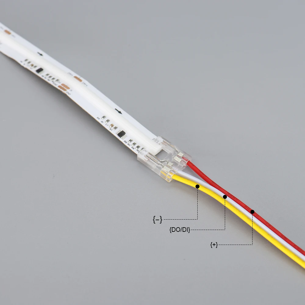 Złącze 3Pin 12mm do adresowalnego pasek COB LED kolor marzeń taśma LED 720 ledów szybko złącze LED bez lutowania