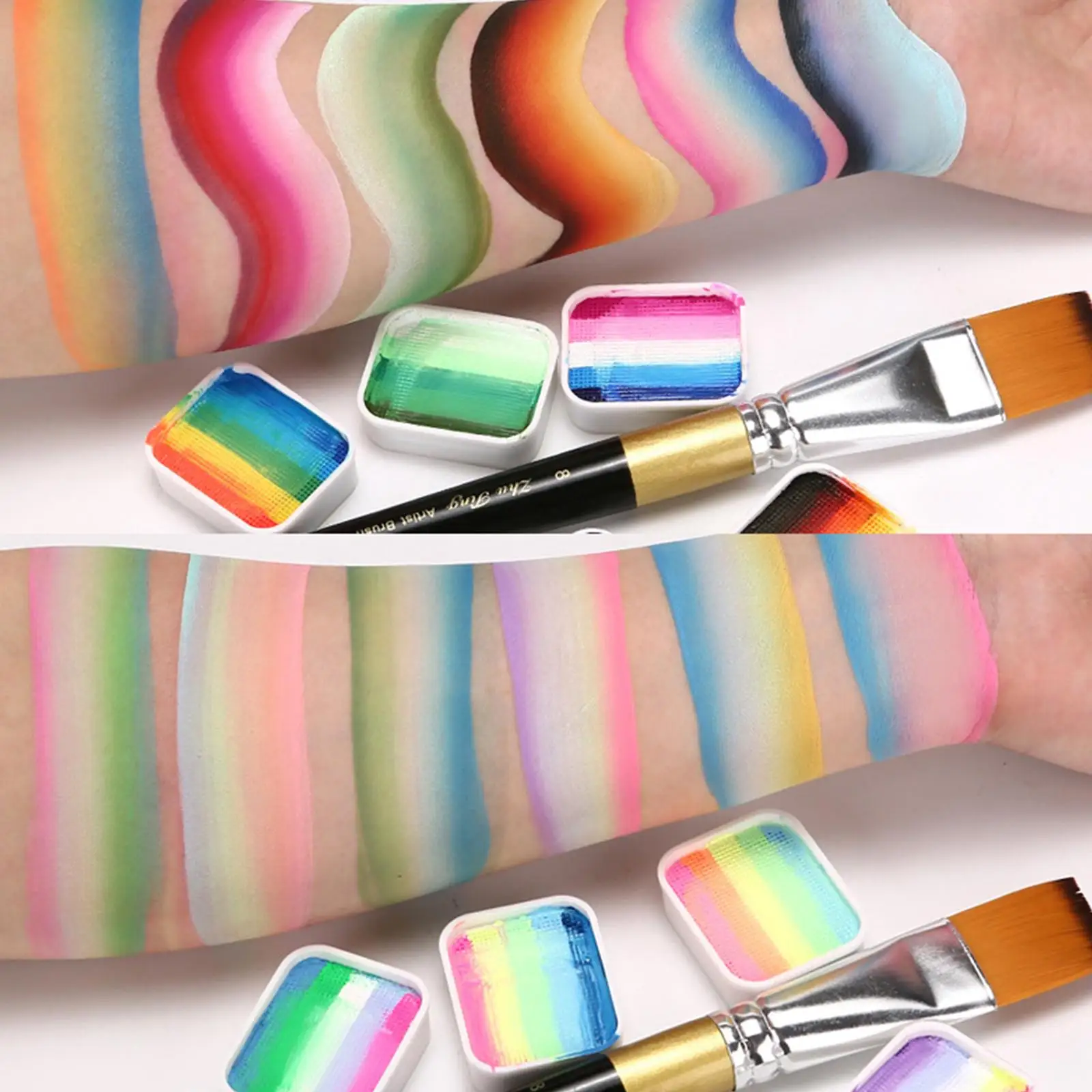 Kit de pintura facial multicolor, juego de maquillaje lavable a base de agua de 12 rejillas para niños, eventos escolares, Cosplay