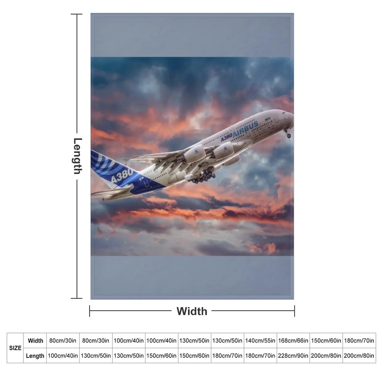 Airbus A380 - Sunset Throw Blanket warm for winter Winter beds Blankets