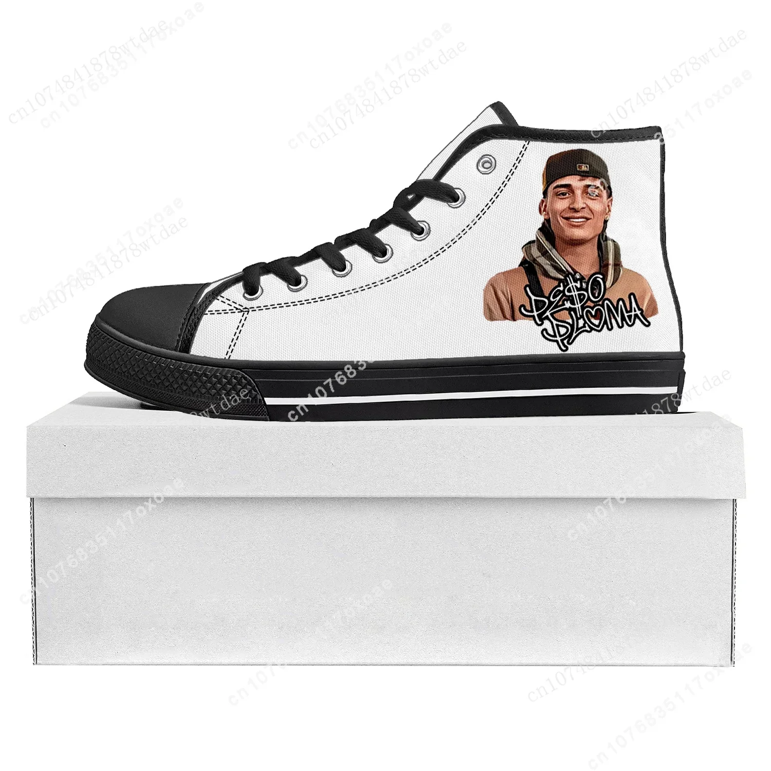 Peso Pluma Singer High Top Sneakers Ella Baila Sola Mens Womens Canvas Sneaker Casual Custom Made Shoes Customize Shoe