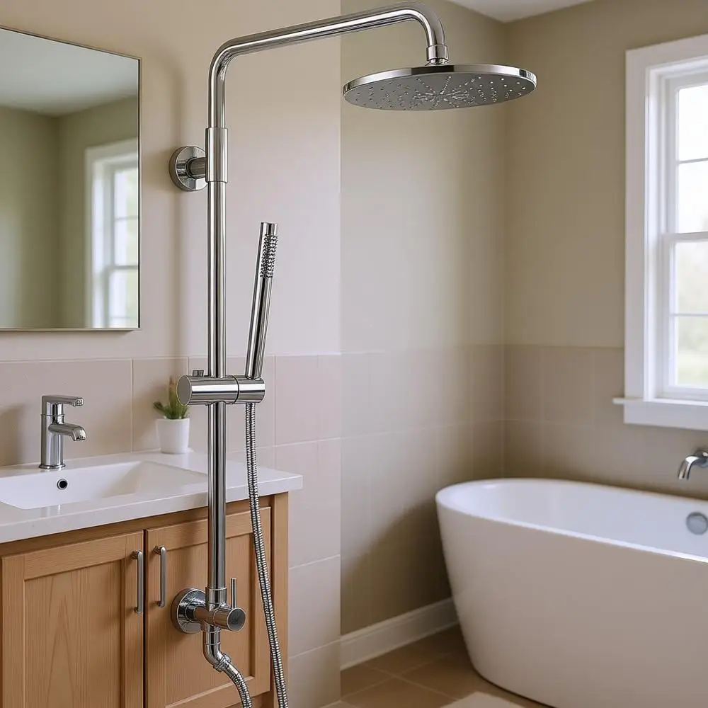 

Rain Shower System with 9 Inch Shower 2.5GPM, Chrome Finish