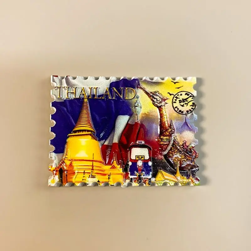 

Thailand Asia Bangkok Fridge Magnet with Wat Phra Kaew, Thai Flag, Tuk - Tuk & Giant Swing, Cute Strong Refrigerator Magnet