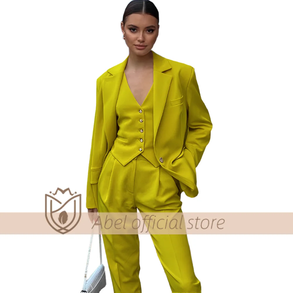 Conjunto de traje de 3 piezas para mujer (+ Pantalones chaleco chaqueta +), adecuado para ocasiones formales de oficina, traje elegante personalizado